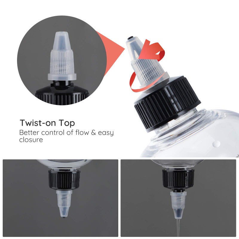 Segbeauty 16.9oz Hair Dye Bottles, Measured Twist-On Top Tip Cap Hair Color Squeeze Bottle with Ratio Graduated Scale, 2pcs 500ml Refillable Empty Hair Color Applicator Bottle Dyeing Tool Transparent - Image 3