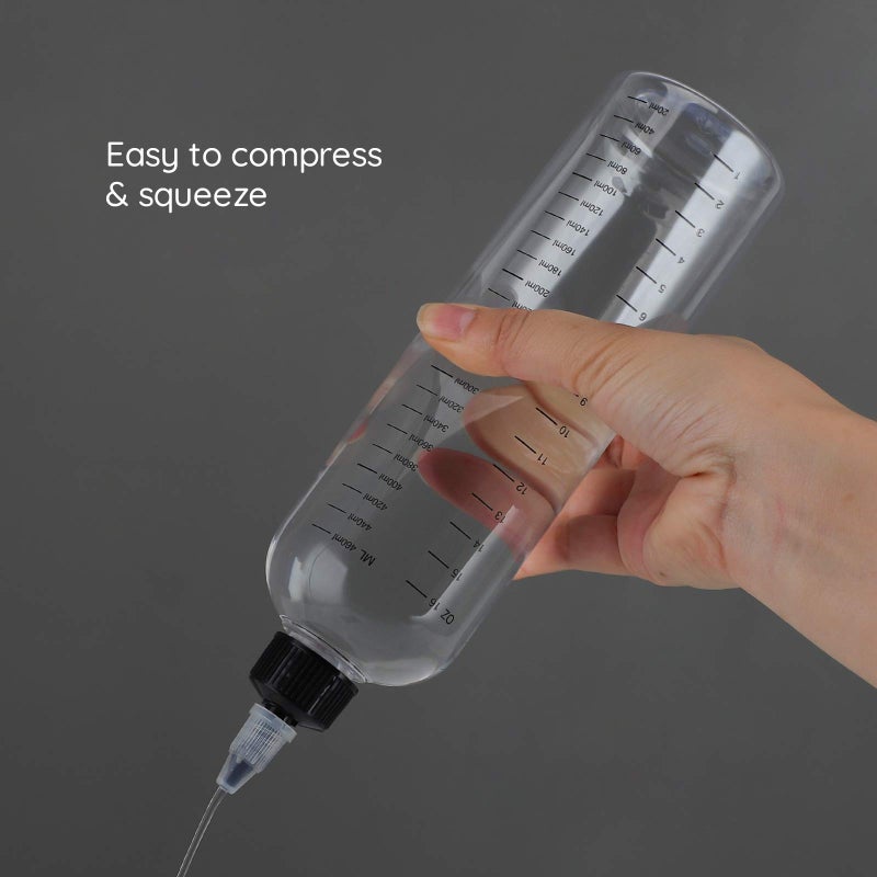 Segbeauty 16.9oz Hair Dye Bottles, Measured Twist-On Top Tip Cap Hair Color Squeeze Bottle with Ratio Graduated Scale, 2pcs 500ml Refillable Empty Hair Color Applicator Bottle Dyeing Tool Transparent - Image 5