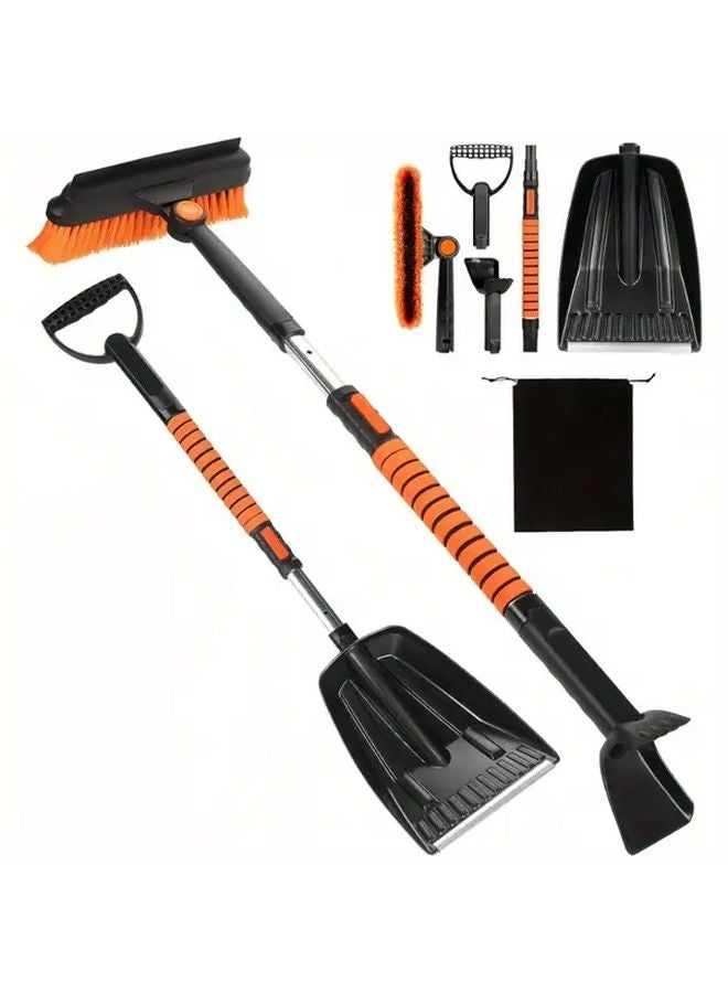 41 Inch 5 in 1 Telescopic Snow Brush Shovel Set with Ice Scraper One Set - Image 2