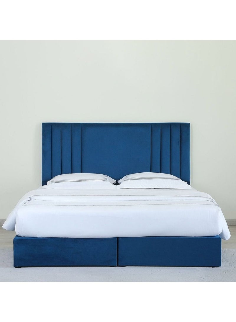 Karnak Superioi Upholstered Velvet Bed Frame Bedroom Furniture Strong And Sturdy Modern Design Wooden Bed | Quiet & Comfortable Bed (Super King - 200x200cm, Blue) - Image 2