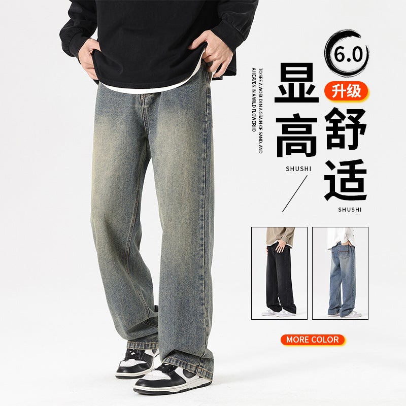 2024 Popular American Straight Draping Jeans New Denim Trousers Casual Fashion Loose Men And Women Same Style - Image 2