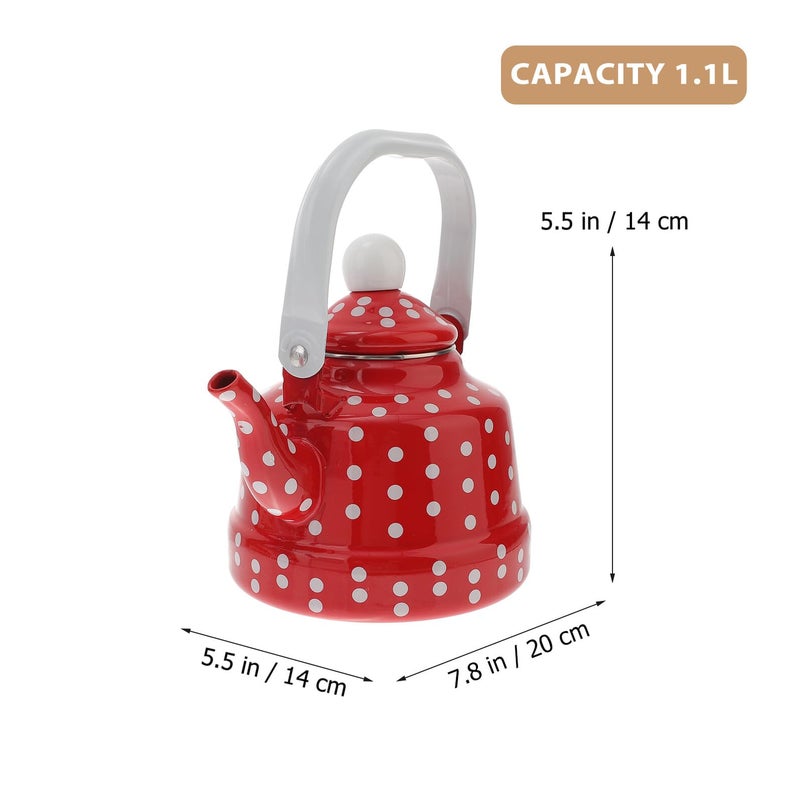 Food Grade Enamel Stovetop Kettle Dot Pattern Teapot For Home Kitchen Tea Brewing - Image 3