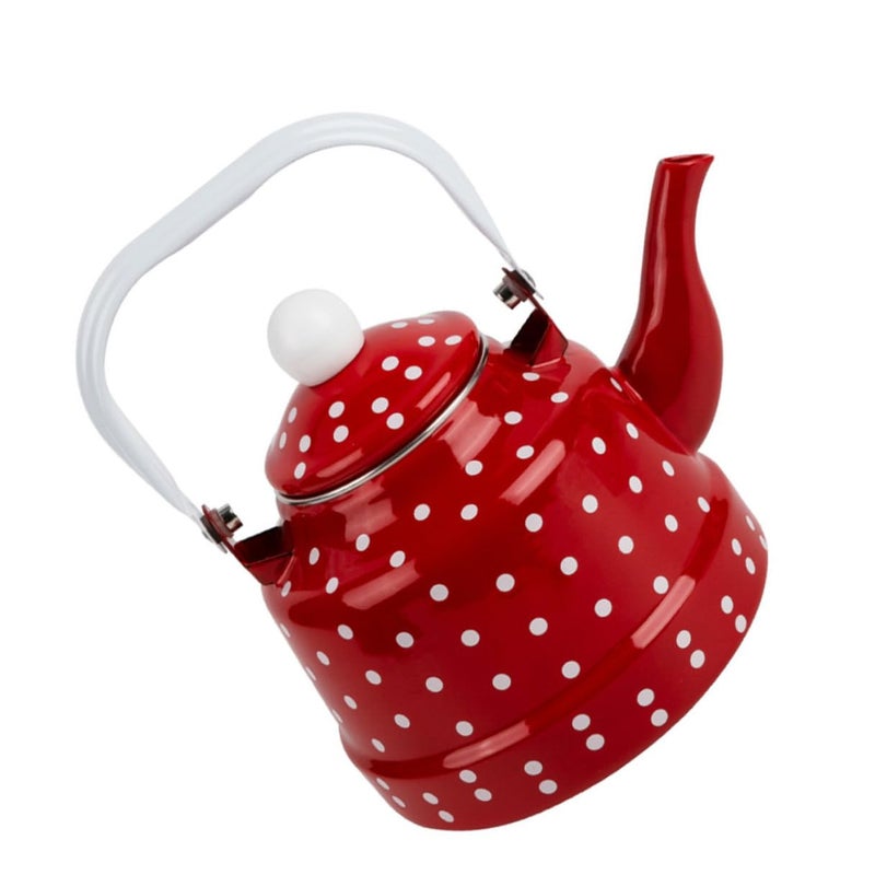 Food Grade Enamel Stovetop Kettle Dot Pattern Teapot For Home Kitchen Tea Brewing - Image 2