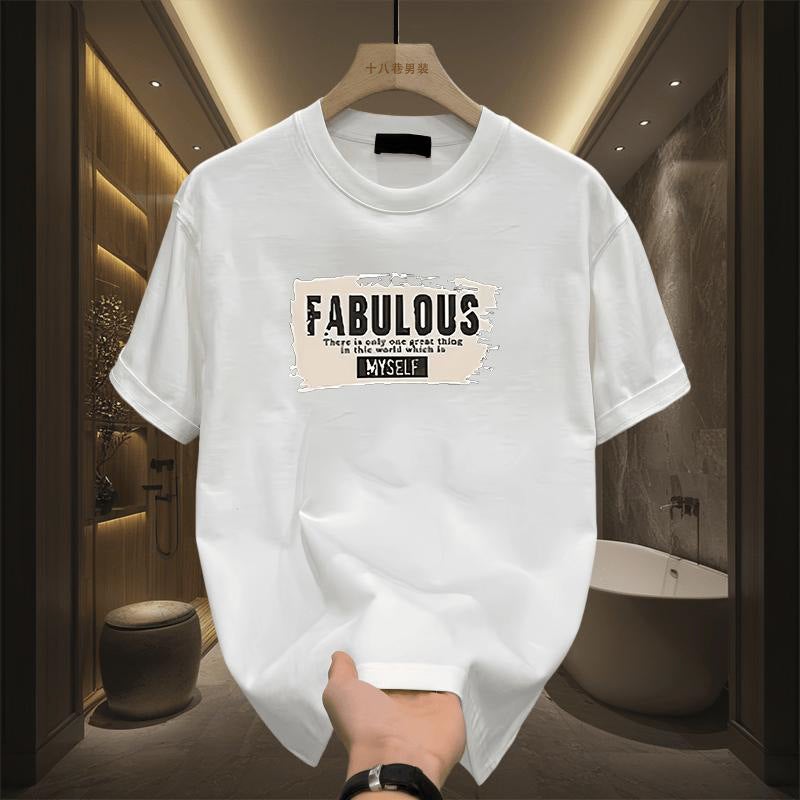 Summer Short-Sleeve T-Shirt For Men 2026 Printed Top Pure Cotton Half-Sleeve T-Shirt National Trend Cartoon Anime
