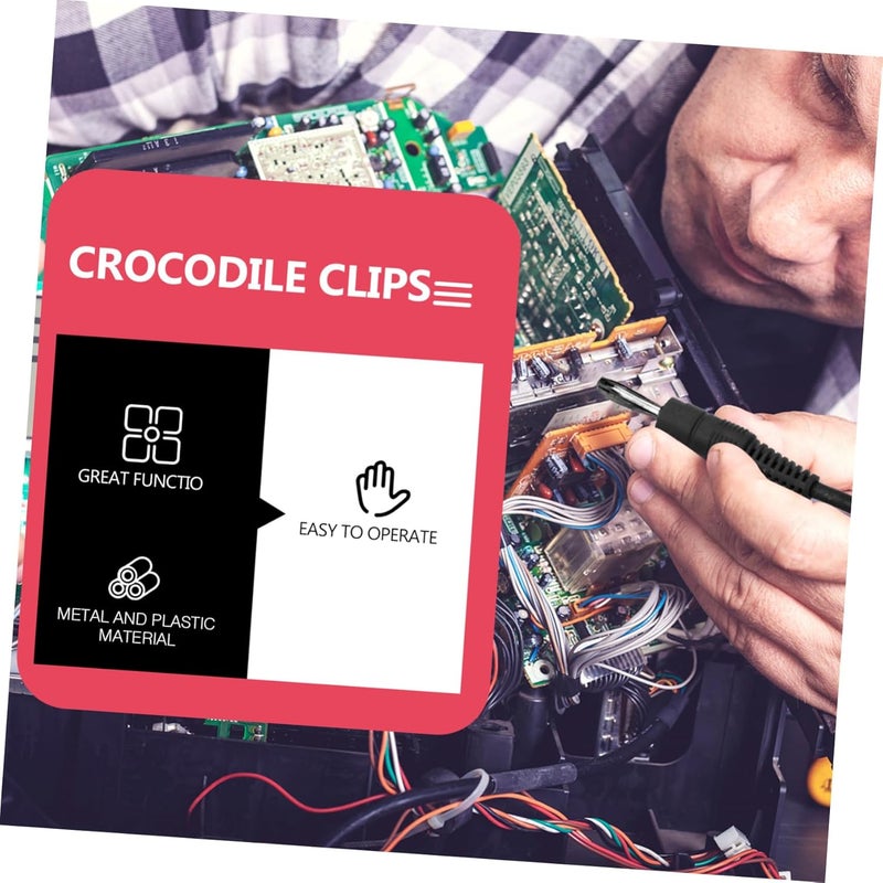PartyKindom 3 قطع من أسلاك الاختبار المعزولة مع مشابك التمساح لاختبار دائرة الملتيميتر الرقمي - Image 4