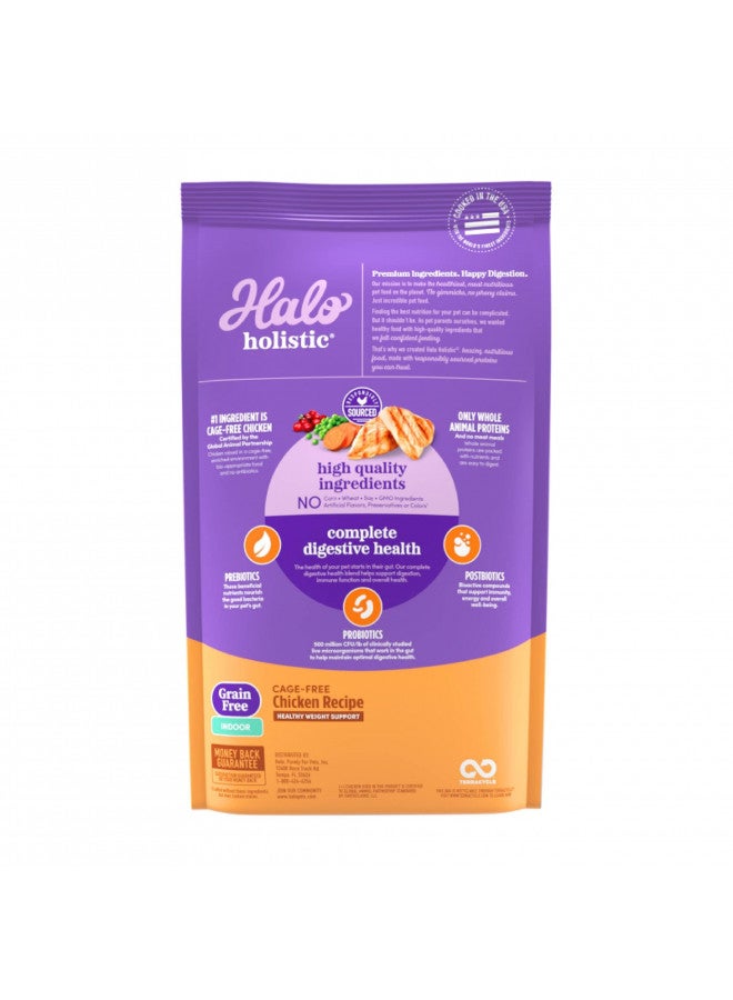 Halo Holistic Indoor Cat Food Dry, Grain Free Cage-free Chicken Recipe for healthy weight support, Complete Digestive Health, Dry Cat Food Bag, Adult Formula, 6-lb Bag