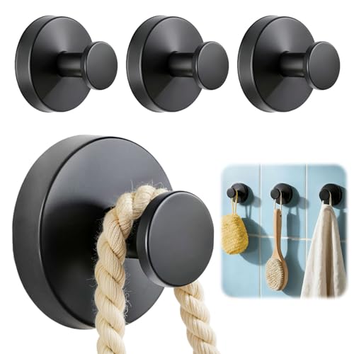 awrose 4 Packs Suction Cup Hooks for Shower, Heavy-Duty Wreath Hangers for Front Door, No Drill Glass Door Shower Suction Hooks No Damage for Walls Bathroom Kitchen Window Mirror Tile Towel Coat Robe Loofah - Image 1