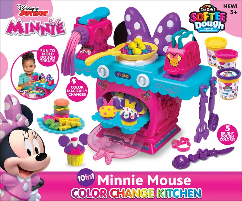 CrazArt Disney Junior Minnie Mouse Color Change Kitchen by Softee Dough 10 in 1 Activities Perfect for Ages 3 and Up - Image 2