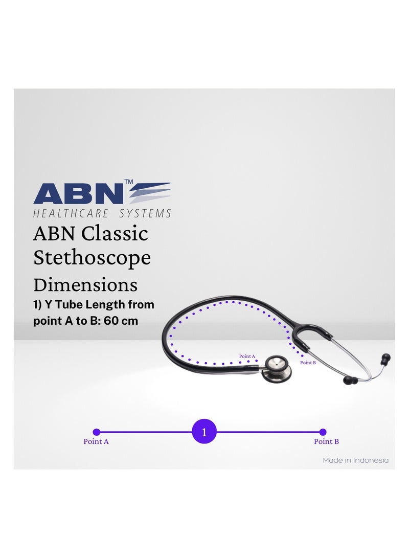 ABN Classic Stethoscope for Adults | Suitable for Doctors and Students Black - Image 3