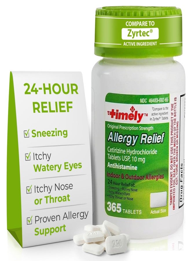 TIME-CAP LABS, INC. TIME-Cap Labs 365 Tablets Cetirizine HCl 10mg Allergy Relief - Antihistamine for Adults & Children Age 6+, Helps Relieve Sneezing, Runny Nose, Itchy Watery Eyes & Itchy Throat - Image 1