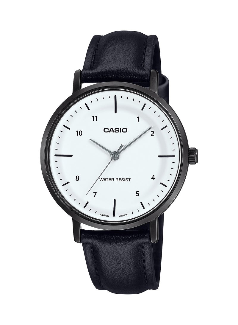 CASIO ساعة نسائية بحزام جلد تناظري LTP-VT03BL-7B-34MM