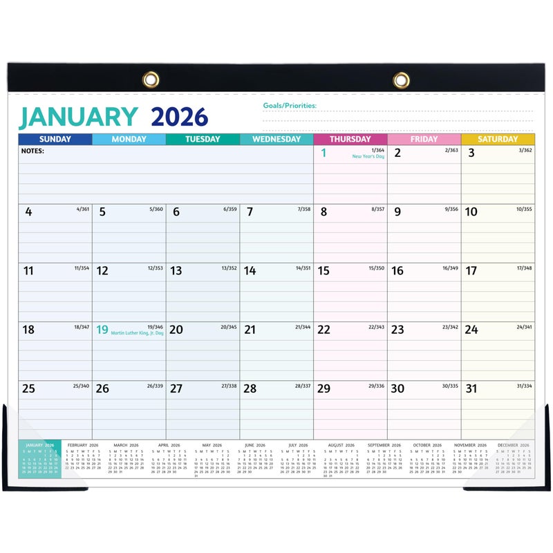 BowCuk 2026 Desk Calendar â€“ Jan 2026 â€“ Dec 2026, 12 Monthly Calendar, Large Desk Calendar 2026, 14.6â€™â€™ x 11.5â€™â€™, Best Desk/Wall Calendar with To-do Lists, Desk Pad, Ruled Blocks, Corner Protectors - Image 1