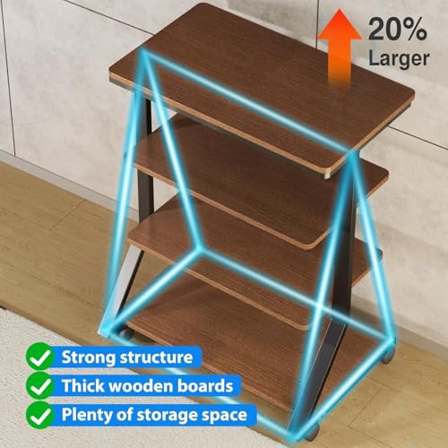 OGFC 42207 Shelves and Stands, Audio Rack, 4-Tier Shelf, Wooden Turntable Shelves, DVD Player, Entertainment Unit, Multifunctional, Height - Image 5
