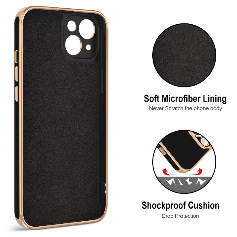 Hython for iPhone 15 Case with Ring Stand, 360Â° Rotatable Ring Holder Magnetic Kickstand, Plating Rose Gold Edge Soft Cover Women Men Luxury Protective Phone Case for iPhone 15 6.1", Black - Image 3