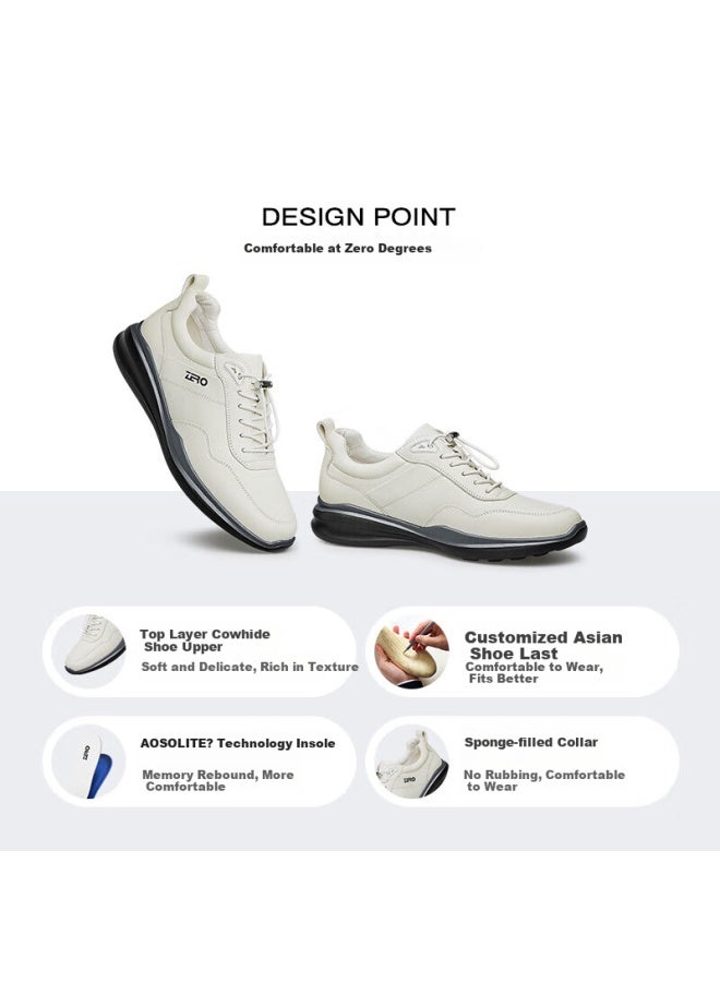 Zero Men's Sports Shoes Comfortable All-match Thick-soled Height-increasing Breathable Low-top Casual Shoes Men White Size 42 - Image 1