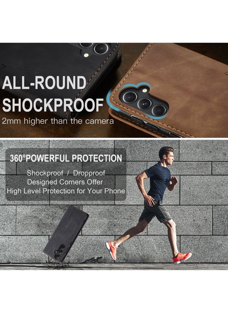 CaseMe For Samsung Galaxy S23 FE Cover,  Magnetic Adsorption Full Body Shockproof Protective Flip Cover, PU Leather Hidden Stand Mobile Phone Case - Image 5
