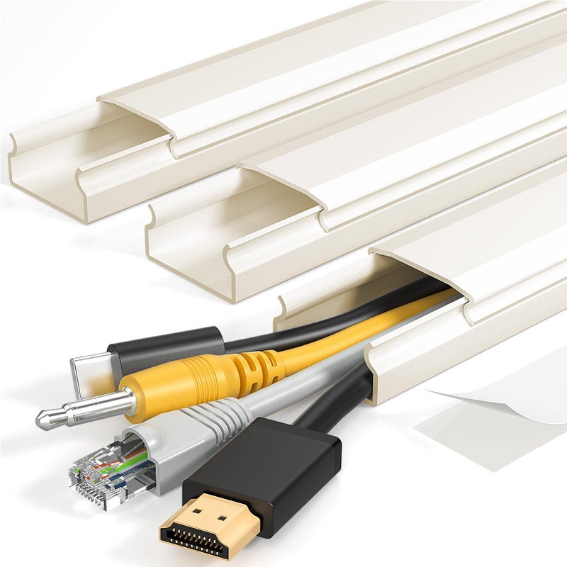 Yecaye TV Cord Hider, 42In Large Cable Hider Beige, Wire Covers for 4 Cords, Wire Hiders for TV on Wall, Cable Raceway Concealer, W1.18in H0.6in, Beige - Image 1