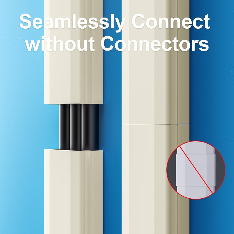 Yecaye TV Cord Hider, 42In Large Cable Hider Beige, Wire Covers for 4 Cords, Wire Hiders for TV on Wall, Cable Raceway Concealer, W1.18in H0.6in, Beige - Image 5