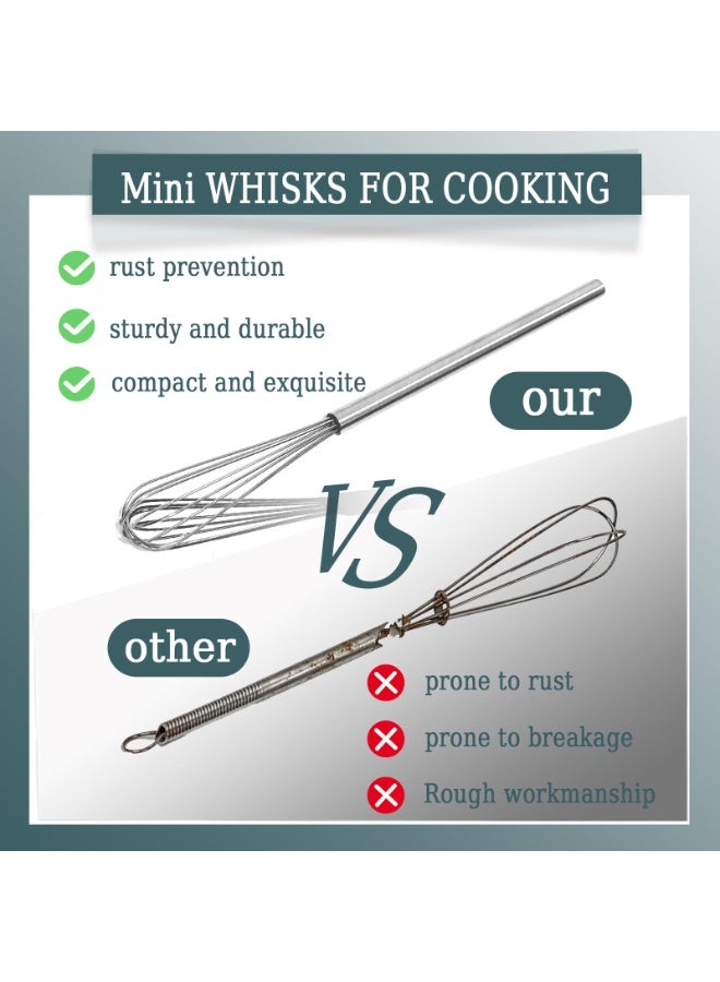 10 Inch Food Grade 304 Stainless Steel Mini Hand Whisk Anti Rust Small Mixing Utensil Perfect For Eggs Sauce Cooking Baking & Deep Cooking Containers - Image 5