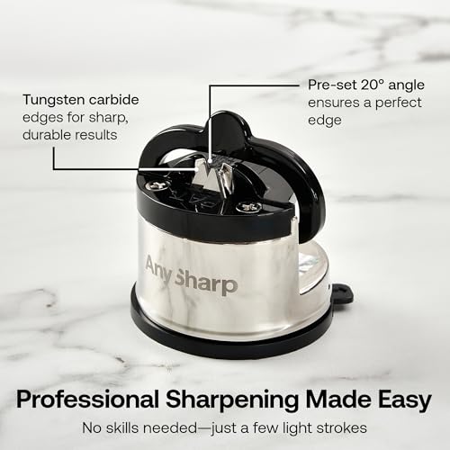 AnySharp nySharp – PRO – Hands Free Knife Sharpener - Easy to Use Sharpening Tool with PowerGrip Suction Base and 20-Degree Pre-set Angle - For All Knives: Chef’s, Serrated, and Hardened Steel - Metal - Image 3