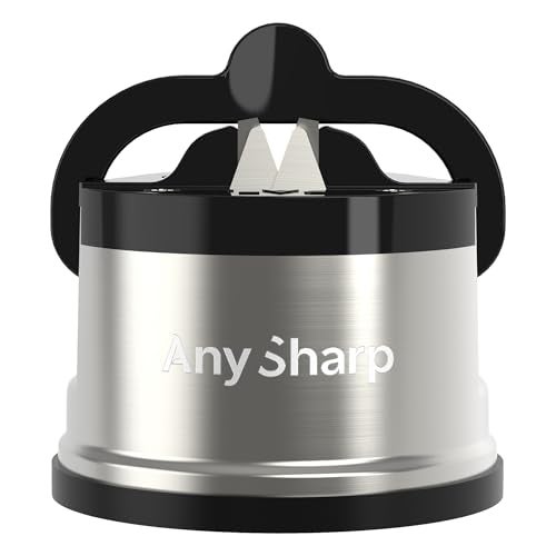 AnySharp nySharp – PRO – Hands Free Knife Sharpener - Easy to Use Sharpening Tool with PowerGrip Suction Base and 20-Degree Pre-set Angle - For All Knives: Chef’s, Serrated, and Hardened Steel - Metal - Image 1