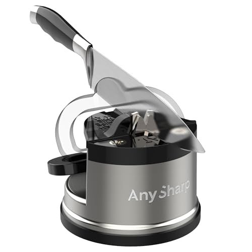 AnySharp nySharp – PRO – Hands Free Knife Sharpener - Easy to Use Sharpening Tool with PowerGrip Suction Base and 20-Degree Pre-set Angle - For All Knives: Chef’s, Serrated, and Hardened Steel - Metal - Image 2