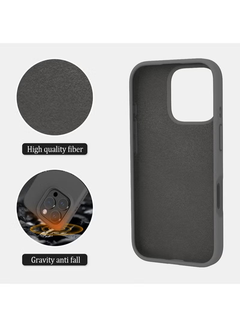 general Ultra-Slim Liquid Silicone Case for iPhone 16 Pro | Premium Soft-Touch Protective Cover with Internal Microfiber Lining & Enhanced Camera Protection – Grey - Image 5