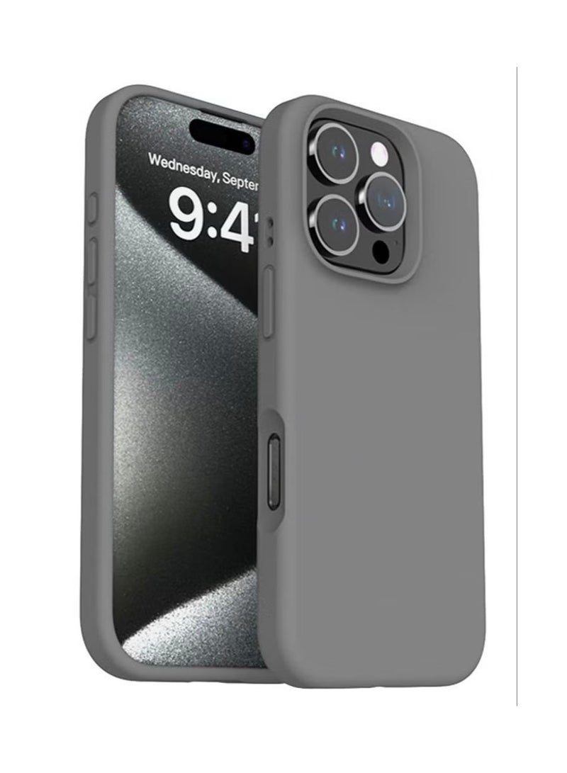 general Ultra-Slim Liquid Silicone Case for iPhone 16 Pro | Premium Soft-Touch Protective Cover with Internal Microfiber Lining & Enhanced Camera Protection – Grey - Image 2