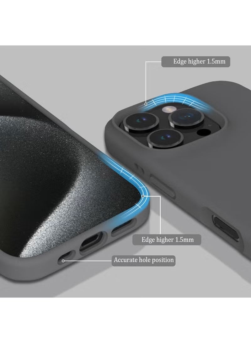 general Ultra-Slim Liquid Silicone Case for iPhone 16 Pro | Premium Soft-Touch Protective Cover with Internal Microfiber Lining & Enhanced Camera Protection – Grey - Image 3