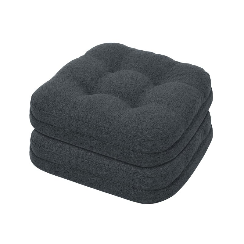baibu Set of 2 Dining Chair Cushions DualLayer Patent Design Memory Foam Kitchen Chair Cushions NonSlip Seat Pads with Ties 165 x 165 x 35in 2 Pack Charcoal Grey - Image 2