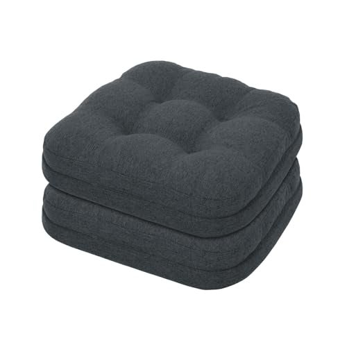 baibu Set of 2 Dining Chair Cushions DualLayer Patent Design Memory Foam Kitchen Chair Cushions NonSlip Seat Pads with Ties 165 x 165 x 35in 2 Pack Charcoal Grey - Image 1