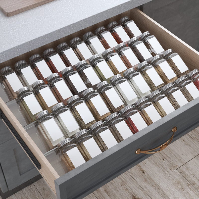 Antimbee Spice Drawer Organizer 4 Tier 8 Pack Kitchen Spice Rack Tray for Drawer Expandable From 13 to 26 Acrylic Seasoning Organizer Rack Holds up 56 Spice Jars Jars not Include
