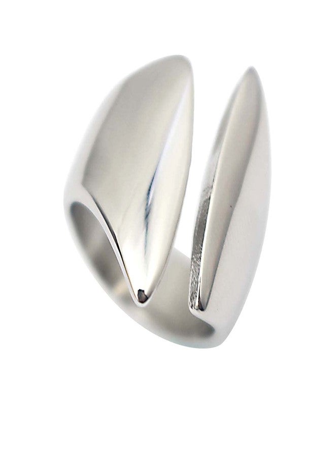 COUYA Punk Stainless Steel Silver Open Cuff Ring Midi Band Knuckle Rings Finger Statement Rings for Women Ladies (8) - Image 1