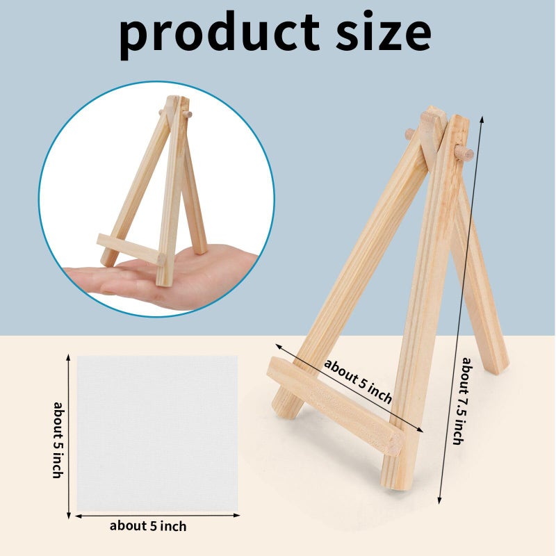 DODHEG 6 Pcs 5 Inch Canvases with 6 Pcs 7.5 Inch Easel Sets, Easel Stand and Painting Canvases for Painting, Crafts, Photos etc. - Image 2