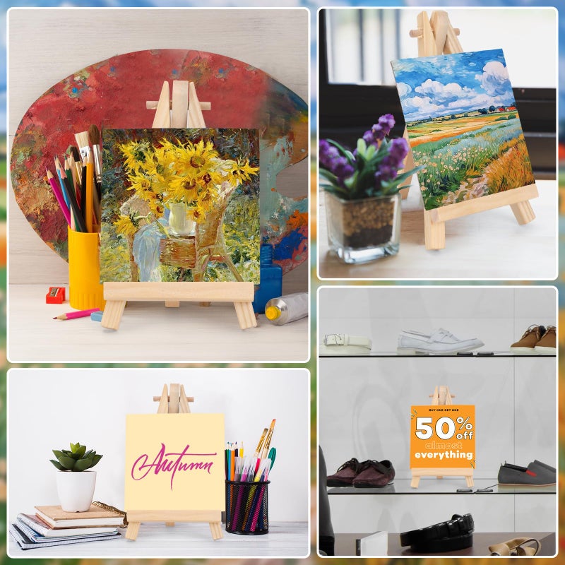 DODHEG 6 Pcs 5 Inch Canvases with 6 Pcs 7.5 Inch Easel Sets, Easel Stand and Painting Canvases for Painting, Crafts, Photos etc. - Image 4