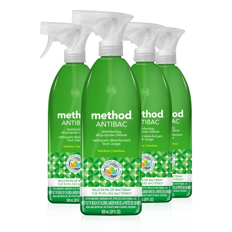 Method Antibacterial All-Purpose Cleaner Spray, Bamboo, Kills 99.9% of Household Germs, 28 Fl Oz (Pack of 4) - Image 1