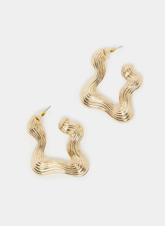 Styli Gold Wavy Hoop Earrings