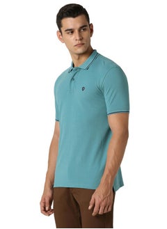 Van Heusen Van Heusen Men's Regular Fit Polo T-Shirt (VSKPWRGFR16516_Teal XL)  - Image 3