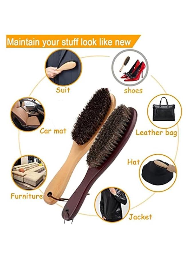 Beauenty Clothes Brush Garment Brush Lint Remover Brush with Genuine Soft Horsehair and Wooden Handle for Coat Men Suits Shoes Jacket Furniture Car Mat and Pet Hair 1-Pack, Suit Brush - Image 4