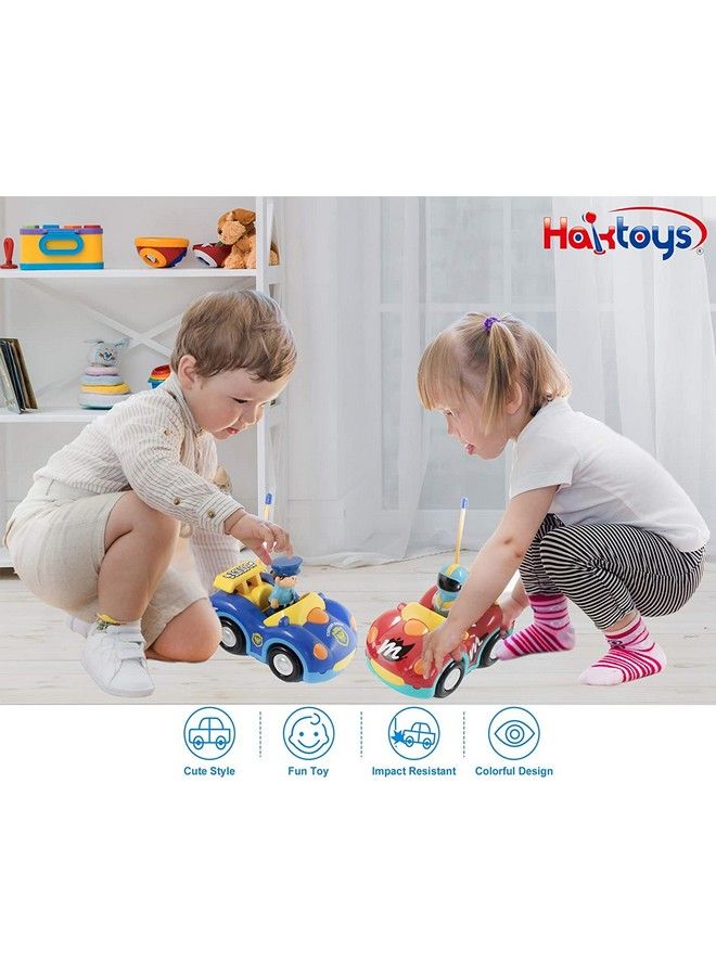 Haktoys Remote Control Cartoon Police Car And Race Car Rc Radio Control Toys For Toddlers And Kids Pack Of 2 Cars In Different Frequencies So That Two Players Can Play Together - Image 5