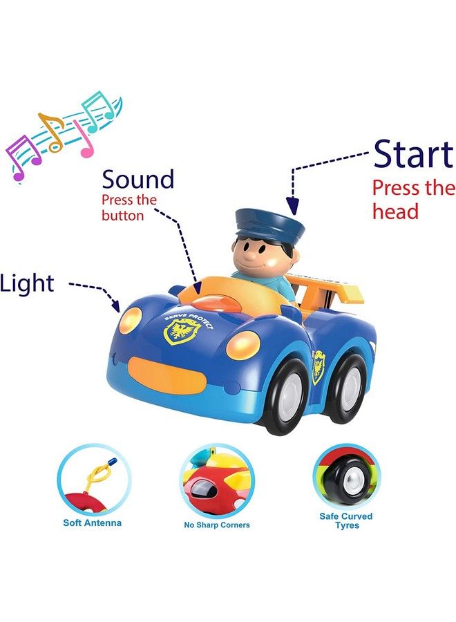 Haktoys Remote Control Cartoon Police Car And Race Car Rc Radio Control Toys For Toddlers And Kids Pack Of 2 Cars In Different Frequencies So That Two Players Can Play Together - Image 3