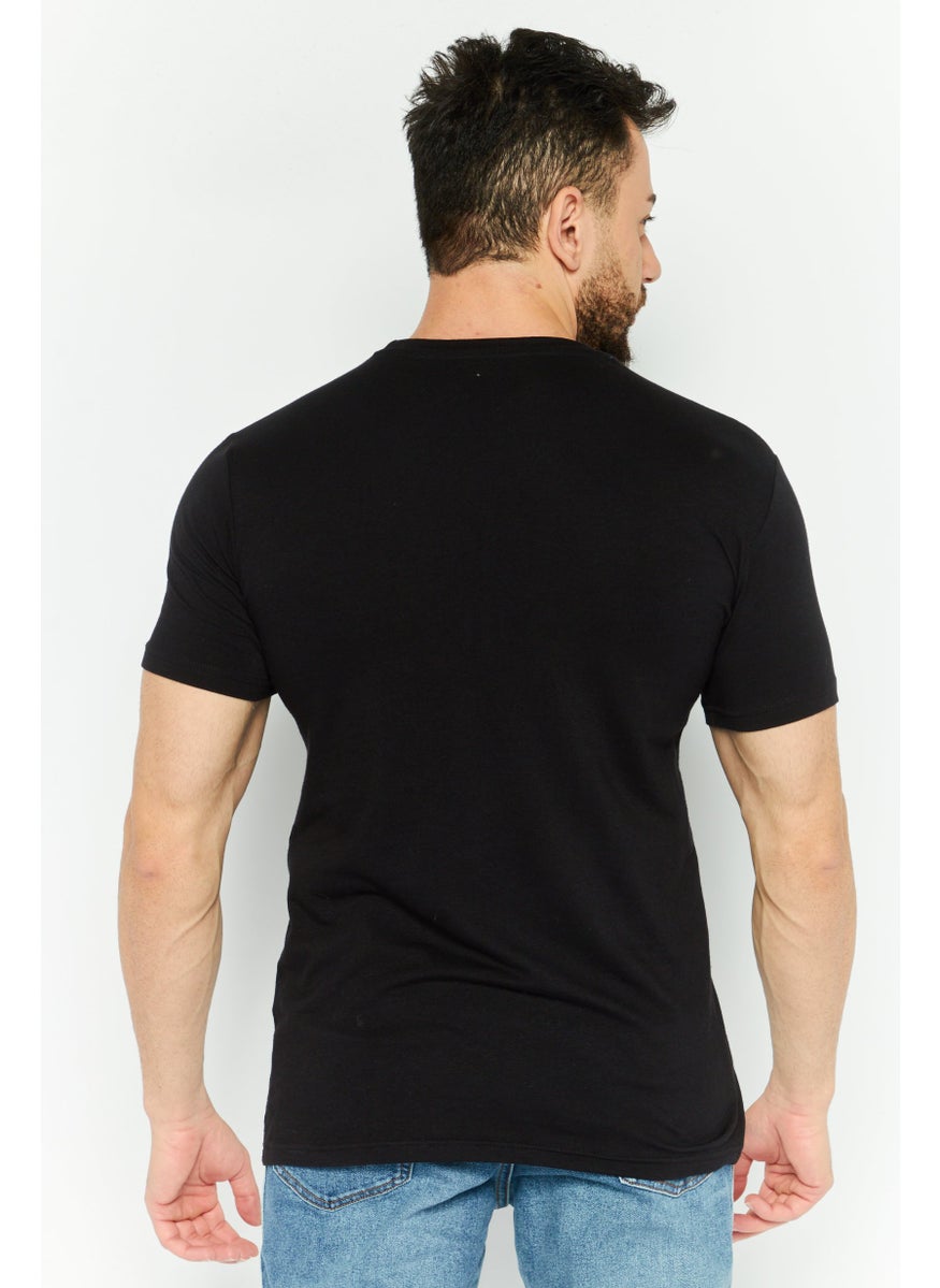 Kenneth Cole Men Crew Neck Short Sleeves Brand Logo T-Shirt, Black  - Image 4