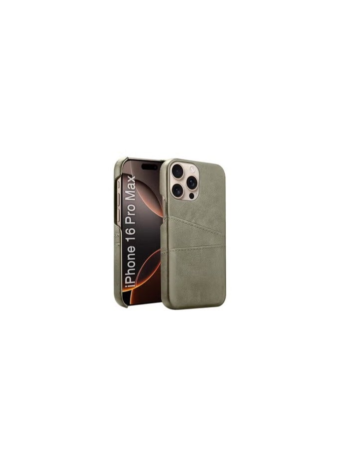 CATANES iPhone 16 Pro Max Case Cover Leather with Card Holder for Men Women Phone Case - Grey  - Image 1