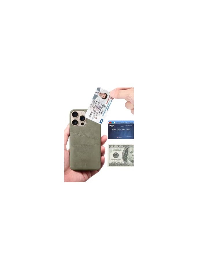 CATANES iPhone 16 Pro Max Case Cover Leather with Card Holder for Men Women Phone Case - Grey  - Image 2