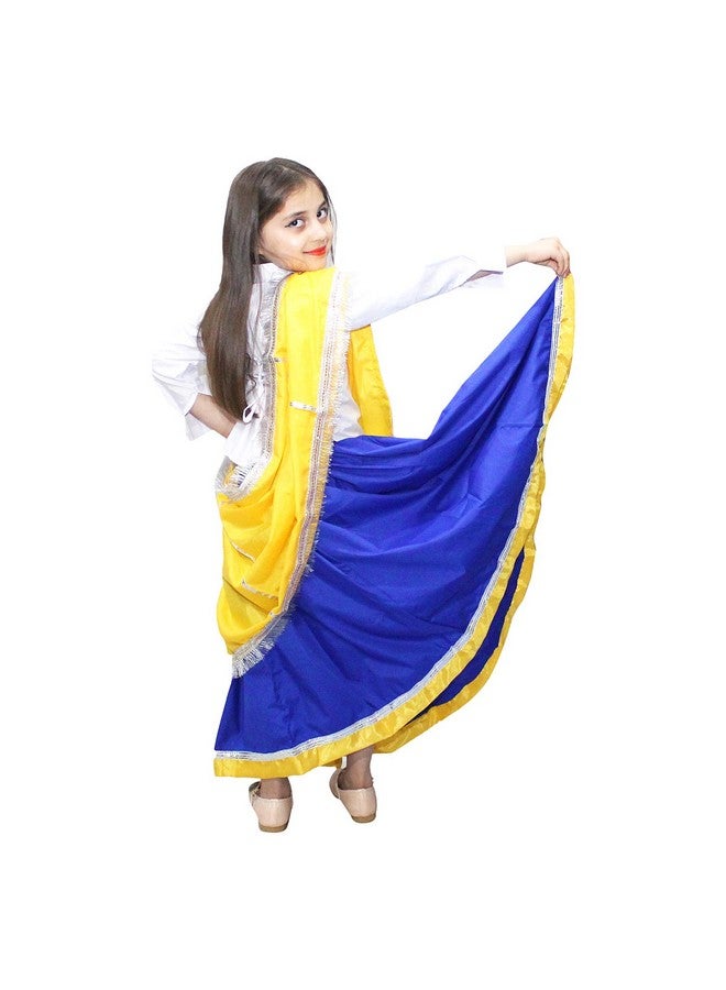 Kaku Fancy Dresses Indian State Haryanvi Dance Lehenga Farmer Costume for Girl -Yellow & Blue, 3-4 Years,Polyester material - Image 3