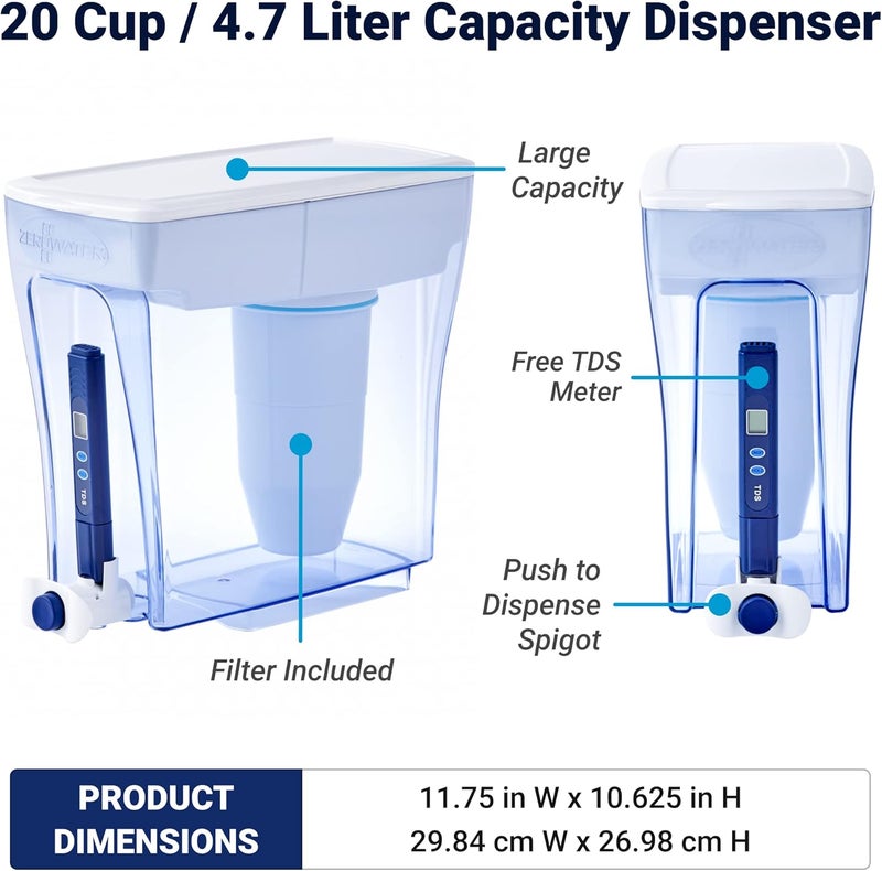 ZeroWater 20 Cup 5-stage Water Filter Dispenser, NSF Certified To Reduce Lead, Other Heavy Metals And PFOA/PFOS, White And Blue - Image 3