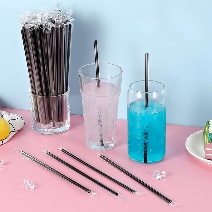 200-Pack Black 6 mm Straight Drinking Straws – Durable & Perfect for Juices, Soft Drinks, and Cafés - Image 1