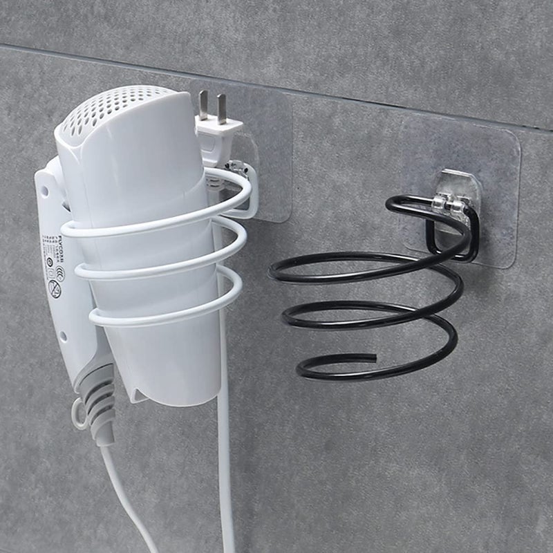 Mockery Hair Dryer Holder Self Adhesive Hair Dryer Organizer Wall Mount Stainless Steel Hair Blow Dryer Hanging Rack Holder Rack Spiral Hair Styling Stand Organizer Perfect for Bathroom White - Image 4