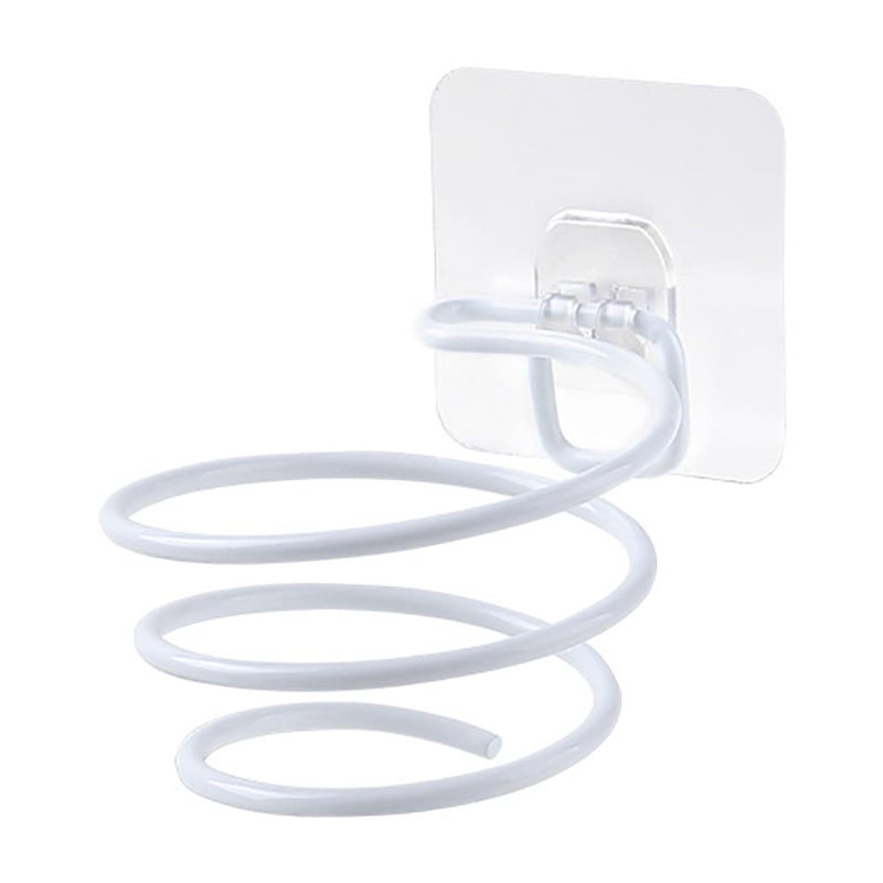 Mockery Hair Dryer Holder Self Adhesive Hair Dryer Organizer Wall Mount Stainless Steel Hair Blow Dryer Hanging Rack Holder Rack Spiral Hair Styling Stand Organizer Perfect for Bathroom White - Image 1