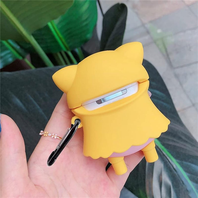 Cute Wireless Earphone Case,Yellow Thick Soft Portable Silicone Shockproof Skin Cover Storage Box Compatible with Apple AirPods 2&1 AirPods Charging Station Case (Raincoat Pig,AirPods 2&1) - Image 4
